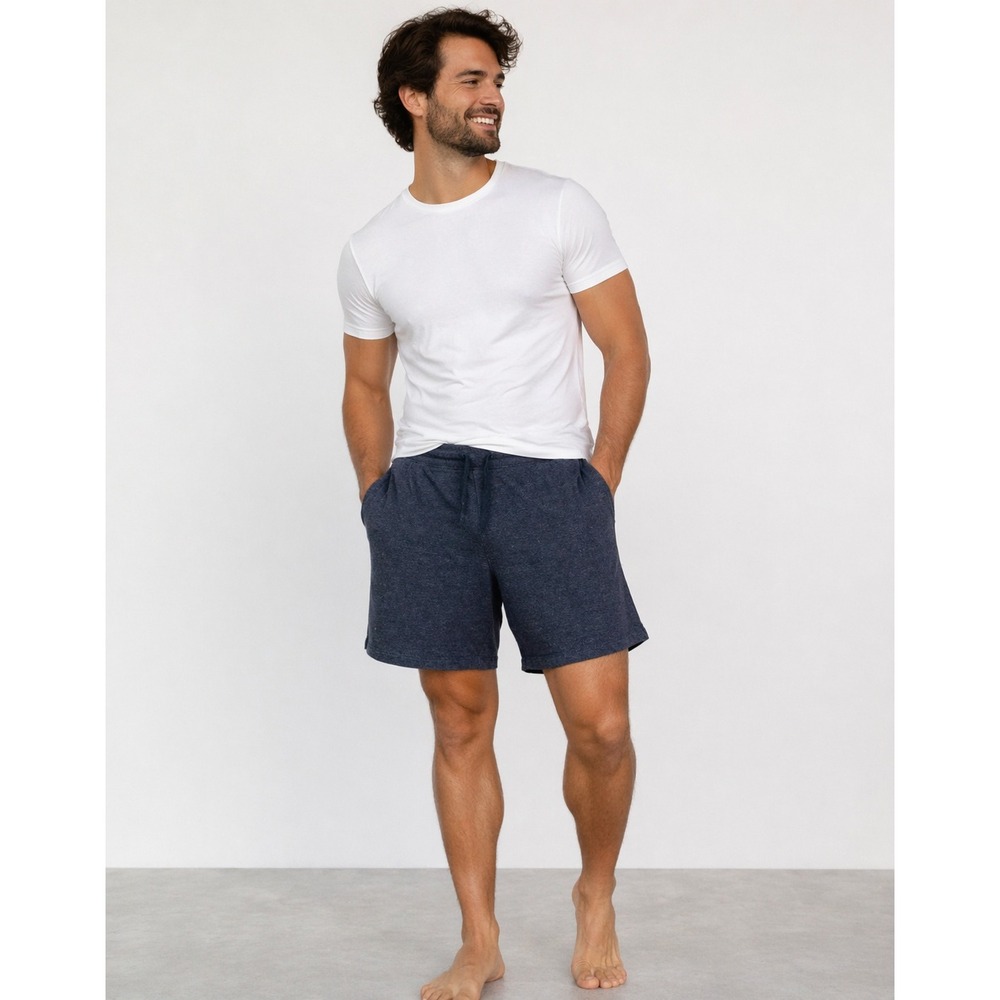 Pact Mens Organic Cotton Recycled Polyester Sweat Shorts Navy Blue Medium